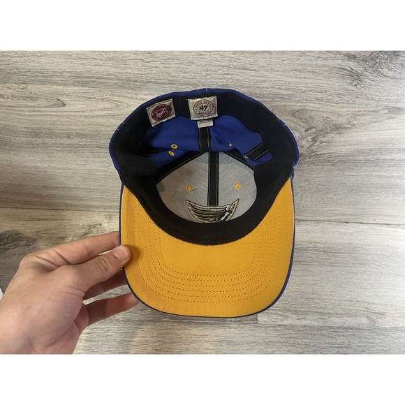 St. Louis Blues Hat Cap Size Small Medium Blue Yellow NHL Hockey '47 Brand - Picture 5 of 6
